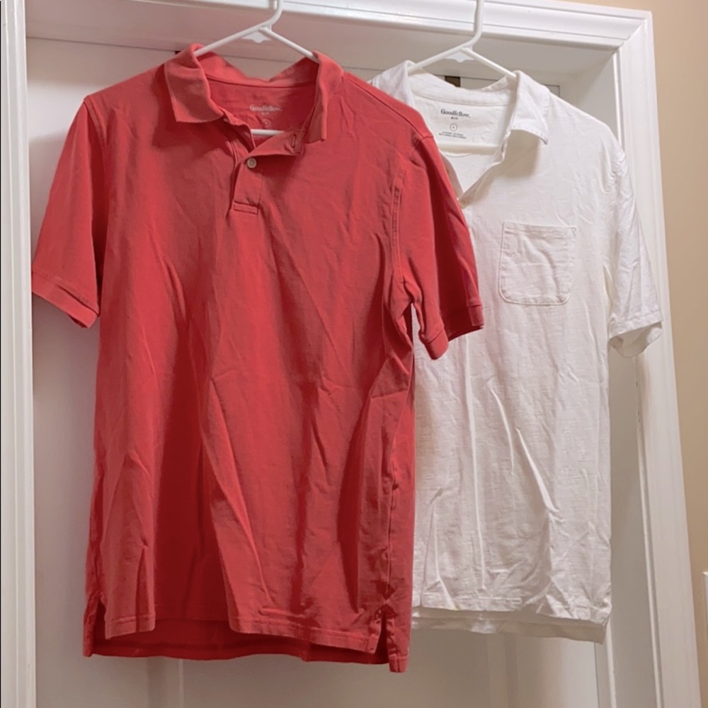 Two (2) Goodfellow Polo Size M Orange and White